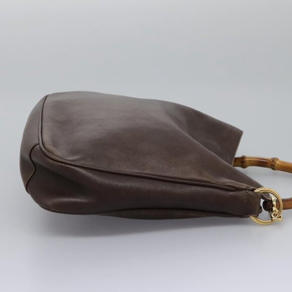 GUCCI Bamboo Hand Bag Leather 2way Brown Gold 001 1998 1638 Auth 111266 - Picture 4 of 15